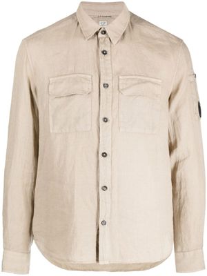 C.P. Company chemise en lin à détail verre de lunette signature - Marron