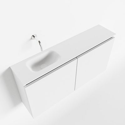 Toiletmeubel Mondiaz Ture | 100 cm | Meubelkleur Talc | Eden wastafel Talc Links | Zonder kraangat