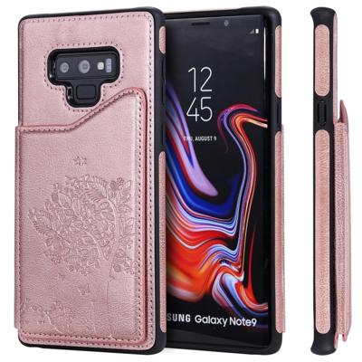 Voor Galaxy Note 9 kat boom reliëf patroon schokbestendige beschermende case met kaartsleuven & fotolijstjes (Rose goud)