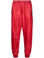 Moschino pantalon de jogging en cuir à plaque logo - Rouge - thumbnail