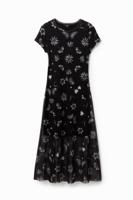 Gebloemde midi-jurk - BLACK - XS
