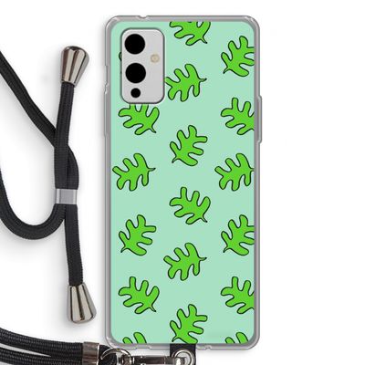 Groene blaadjes: OnePlus 9 Transparant Hoesje met koord