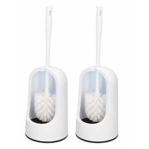 2x Toiletborstels/wc-borstels met witte houder 40 cm