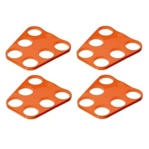 4x Oranje plastic biertray zes glazen