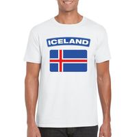 T-shirt met IJslandse vlag wit heren 2XL  -