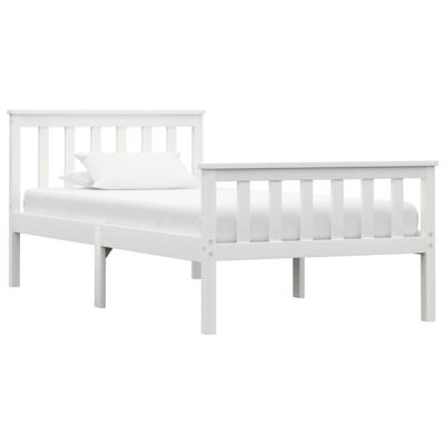 Bedframe massief grenenhout wit 90x200 cm