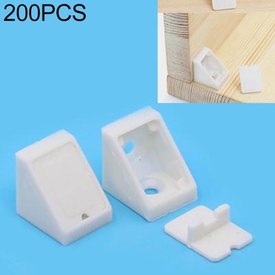 200 stuks plastic verdikte afneembare hoek connector meubilair rechte hoek Board beugel met cover maat: S (wit)
