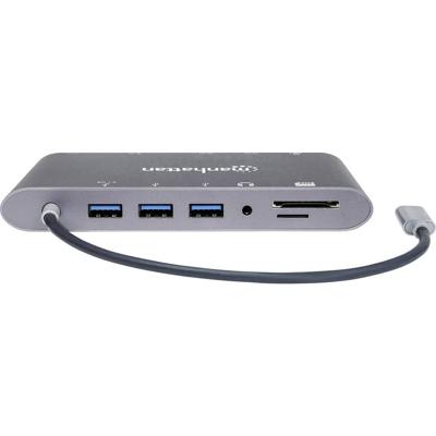 Manhattan USB-Hub USB-C dockingstation Geschikt voor merk (dockingstation): Universeel Incl. laadfunctie