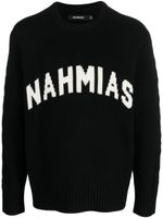 Nahmias pull à logo en maille intarsia - Noir