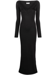 Saint Laurent robe longue à col v profond - Noir