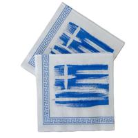 Griekenland Servetten - 60x - papier - wegwerpservetten - 3 laags - 33x33 cm - Griekse vlag