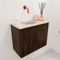 Toiletmeubel Mondiaz Joya Dlux | 50 cm | Meubelkleur Walnut | Faye wastafel Nata Wasbak Links | Zonder kraangat(en)