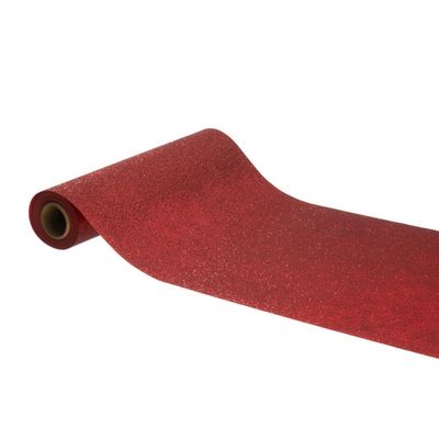 Tafelloper op rol - rode glitter - 30 x 500 cm - polyester