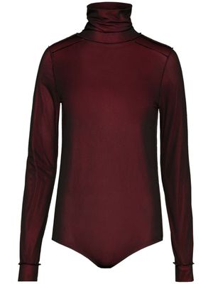 Maison Margiela body transparent à manches longues - Rouge