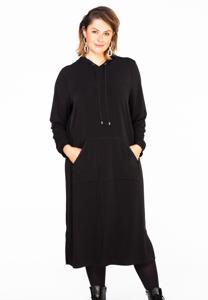 Yoek Dress hooded | Zwart | Maat Plus
