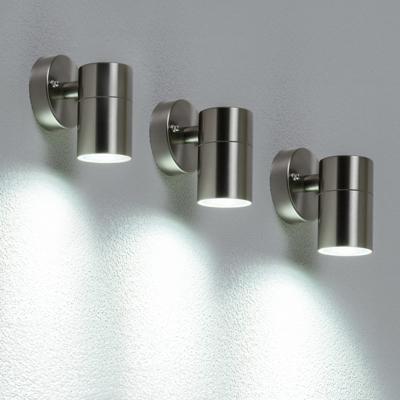 Set van 3 Mason - LED Wandlampen - 5 Watt 400 lumen - 6000K daglicht wit - GU10 - Dimbaar - IP44 waterdicht - Industriële wandlamp - Voor binnen en buiten - RVS