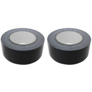 2x Ducttape rol zwart 50mm x 50 meter