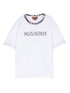 Missoni Kids t-shirt en coton à logo embossé - Blanc