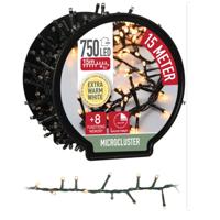 Christmas Lights Clusterverlichting - Set van 2x stuks - op haspel - 750 leds - extra warm wit - 15