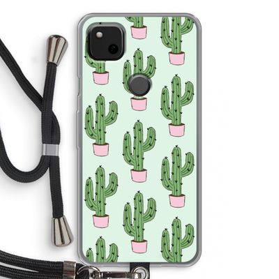 Cactus Lover: Pixel 4a Transparant Hoesje met koord