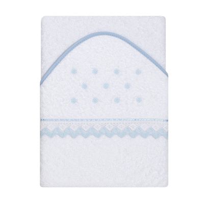 Interbaby Badcape Stippen Junior 100 Cm Katoen Wit/blauw