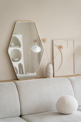 Hexagon spiegel 90×60 cm - Zacht Goud