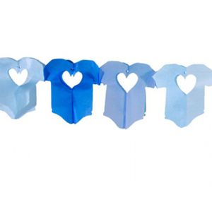 Blauwe baby slinger met rompertjes - 600 cm - papier