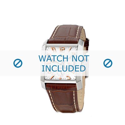 Lotus horlogeband 15411.1 / 15411.7 Leder Bruin + wit stiksel