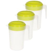 Plasticforte Waterkan - 3x - 2L - groen/transparant - met deksel - kunststof - schenkkan