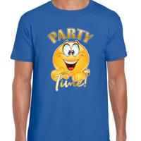 Verkleed T-shirt voor heren - party time emoji - blauw - themafeest