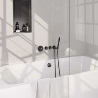 Brauer Gunmetal Edition Badkraan inbouw - douchegarnituur - 3 gladde knoppen - handdouche staaf 1 stand - PVD- geborsteld gunmetal 5-GM-046