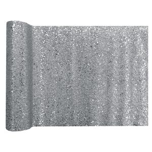 Tafelloper op rol - zilver glitter - 28 x 300 cm - polyester