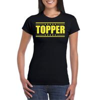 Verkleed T-shirt voor dames - topper - zwart - geel glitters - feestkleding