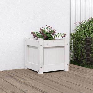 VidaXL Plantenbak 31x31x31 cm massief grenenhout wit