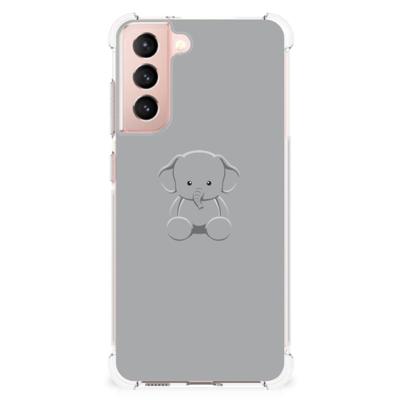 Samsung Galaxy S21 FE Stevig | Bumper Hoesje | Grijs Baby Olifant Samsung Galaxy S21 FE Stevig | Bumper Hoesje | Grijs Baby Olifant