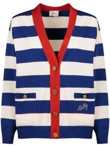 Bally cardigan rayé à logo brodé - Blanc