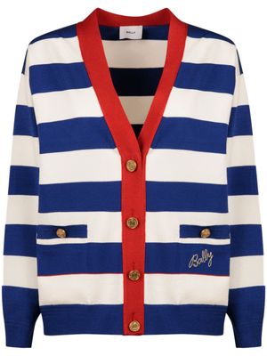 Bally cardigan rayé à logo brodé - Blanc