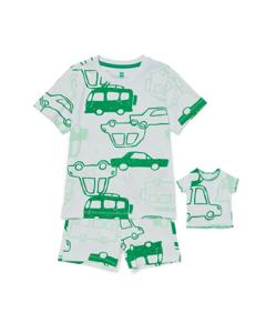 HEMA Kinder Shortama Auto + Poppenpyjama Lichtblauw (lichtblauw)