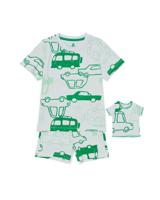 HEMA Kinder Shortama Auto + Poppenpyjama Lichtblauw (lichtblauw)