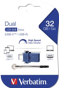 Verbatim Store´n´Go Dual Drive USB-stick smartphone/tablet Zwart 32 GB USB 3.2 Gen 1 (USB 3.0), USB-C