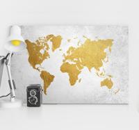 Wereldkaart canvas schilderij goud