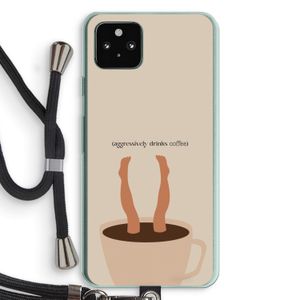 Aggressively drinks coffee: Pixel 5a 5G Transparant Hoesje met koord