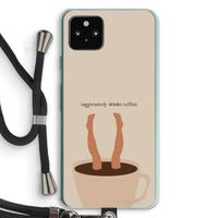 Aggressively drinks coffee: Pixel 5a 5G Transparant Hoesje met koord