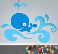 Sticker kinderkamer vrolijke walvis