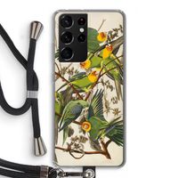 Carolinaparkiet: Samsung Galaxy S21 Ultra Transparant Hoesje met koord