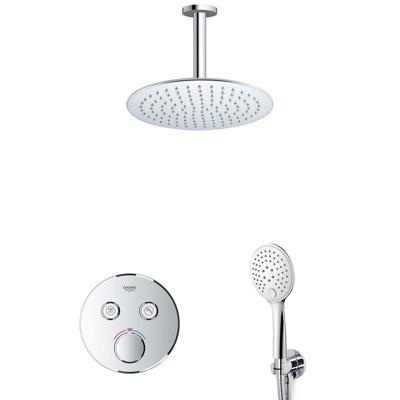 Grohe - Adema Rise Regendoucheset - Inbouw - 2 functies - met Adema Rise hoofddouche 25cm - ronde handdouche - plafondarm - Grohe Grohtherm inbouwthermostaat - chroom sw105953 SW104917  SW720552 SW377830 SW542643 SW49