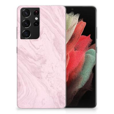 Samsung Galaxy S21 Ultra | TPU | Siliconen hoesje | Marble Pink - Origineel Cadeau Vriendin