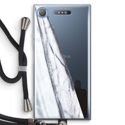 Gestreepte marmer: Sony Xperia XZ1 Transparant Hoesje met koord