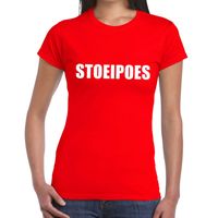 Stoeipoes fun t-shirt rood voor dames 2XL  - - thumbnail