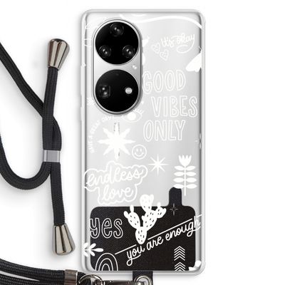 Good vibes: Huawei P50 Pro Transparant Hoesje met koord